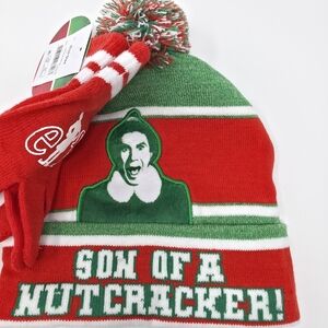 NWT Elf Movie "Son of a Nutcracker" Beanie & Glove Set